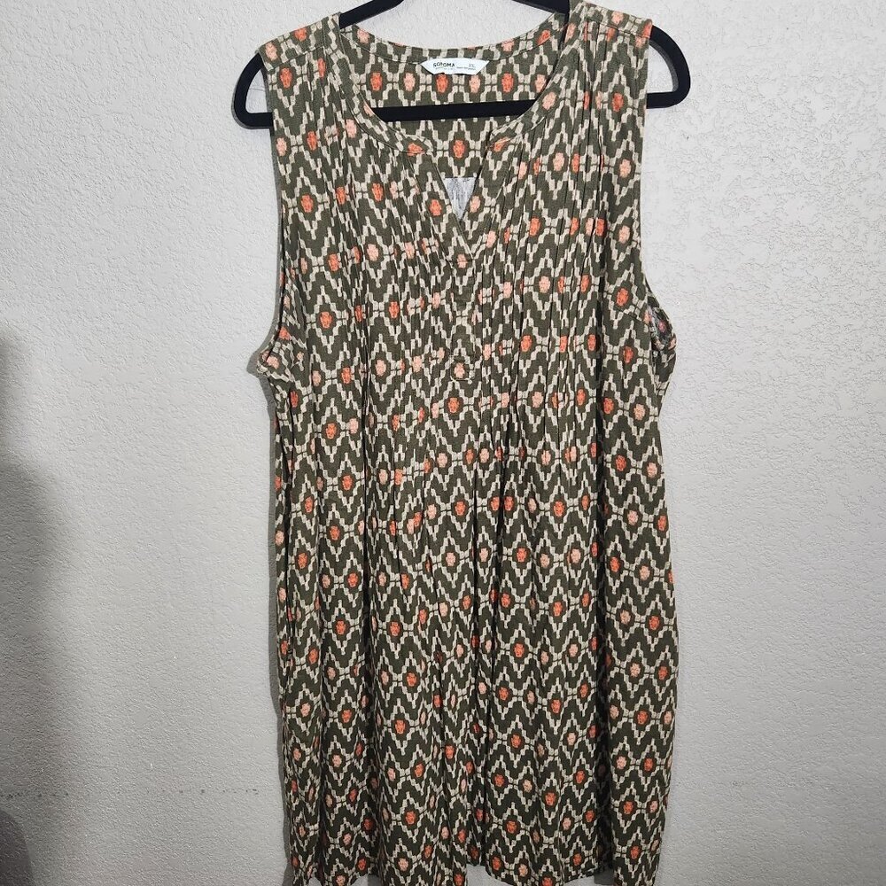 Sonoma Dress XXL Sleeveless Green Orange Tunic